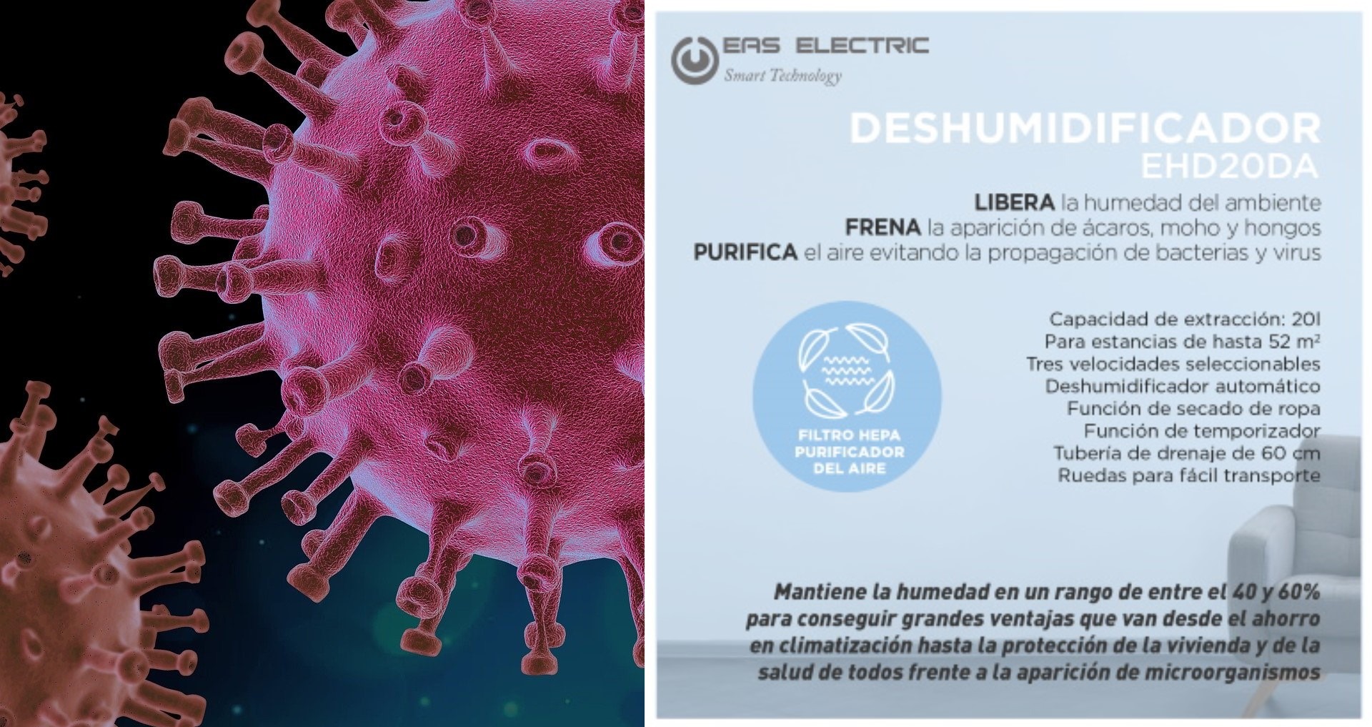 DESHUMIDIFICADORES DE EAS ELECTRIC CONTRA LOS VIRUS Y BACTERIAS